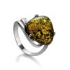 Green Amber Ring In Sterling Silver The Acapulco, Ring Size: 11.5 / 21, image 