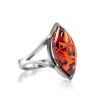 Cognac Amber Ring In Streling Silver The Petal, Ring Size: 11.5 / 21, image 