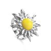 Sun Shaped Silver Ring With Butterscotch Amber The Helios, Ring Size: 6.5 / 17, image 