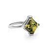 Geometric Silver Ring With Square Amber Stone The Athena, Ring Size: 11.5 / 21, image 