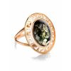 Golden Ring With Green Amber The Ellas, Ring Size: 9 / 19, image 