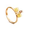 Golden Amber Ring With Cylindrical Cut Amber And Crystal The Scandinavia, Ring Size: 8 / 18, image 