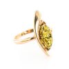 Classy Green Amber Ring In Gold The Liana, Ring Size: 6 / 16.5, image 