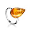 Cognac Amber Silver Ring The Pulse, Ring Size: Adjustable, image 