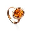 Stylish Cognac Amber In Gold Adjustable Ring The Goji, Ring Size: Adjustable, image 