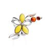 Silver Floral Ring With Multicolor Amber Stones The Verbena, Ring Size: 9.5 / 19.5, image 