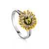 Gold Plated Silver Ring With Green Amber The Barbados, Ring Size: 12 / 21.5, image 