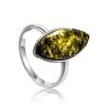 Silver Adjustable Ring With Leaf Cut Amber The Amaranth, Ring Size: Adjustable, image 