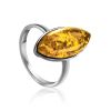 Stylish Silver Adjustable Ring With Luminous Lemon Amber The Amaranth, Ring Size: Adjustable, image 