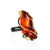 Handcrafted Gold Plated Cocktail Ring With Cognac Amber The Rialto, Ring Size: Adjustable, image 