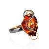 Handcrafted Amber Ring In Gold Plated Silver The Rialto, Ring Size: Adjustable, image 