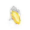 Voluptuous Cocktail Ring With Amber Center Stone In Silver The Dew, Ring Size: Adjustable, image 