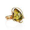 Green Amber Cocktail Ring In Gold Plated Silver Ring The Rialto, Ring Size: Adjustable, image 