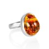 Sterling Silver Adjustable Ring With Bold Amber Stone, Ring Size: Adjustable, image 