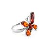 Silver Butterfly Ring With Amber Stones The April, Ring Size: 5.5 / 16, image 