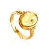 Amber Gold Plated Ring With Inclusions The Clio, Ring Size: Adjustable, image 