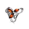 Silver Floral Ring With Bright Amber Stones The Verbena, Ring Size: 7 / 17.5, image 