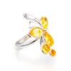 Bright Amber Floral Ring In Sterling Silver The Verbena, Ring Size: 9.5 / 19.5, image 
