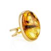 Amber With Insect Inclusion Ring In Gold Plated Silver The Clio, Ring Size: Adjustable, image 