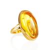 Amber With Inclusions Cocktail Ring In Gold Plated Silver The Clio, Ring Size: Adjustable, image 