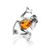 Cute Amber Frog Motif Ring, Ring Size: Adjustable, image 