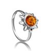 Cognac Amber Silver Ring The Helios, Ring Size: 11 / 20.5, image 