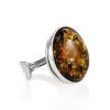 Sterling Silver Open Ring With Bold Amber Stone The Glow, Ring Size: Adjustable, image 