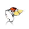 Multicolor Amber Floral Ring In Sterling Silver The Verbena, Ring Size: 10 / 20, image 