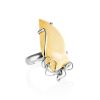 Stylish Gold-Plated Silver Ring With Natural Mammoth Tusk the Era, Ring Size: Adjustable, image 