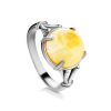 Pretty Honey Amber Ring In Sterling Silver The Shanghai, Ring Size: 11.5 / 21, image 