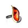 One Size Amber Ring In Gold-Plated Silver The Rialto, Ring Size: Adjustable, image 