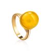 Gold-Plated Adjustable Ring With Natural Amber The Paris, Ring Size: Adjustable, image 