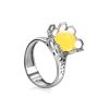 Stylish Silver Perforate Ring With Amber The Geneva, Ring Size: 6.5 / 17, image 