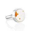 Designer Silver Adjustable Ring With White Amber, Ring Size: Adjustable, image 
