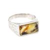 Stylish Silver Signet Ring With Amber The Cesar, Ring Size: / 22.5, image 