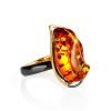 Open Amber Ring In Gold-Plated Silver The Rialto, Ring Size: Adjustable, image 