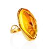 Amber Gold Plated Cocktail Ring With Inclusions The Clio, Ring Size: Adjustable, image 