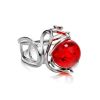 Baltic Round Cut Amber Ring In Sterling Silver The Flamenco, Ring Size: Adjustable, image 