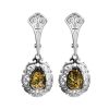 Sterling Silver Drop Earrings With Green Amber The Luxor, image 