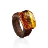 Wooden Ring With Bright Lemon Amber The Indonesia, Ring Size: 10 / 20, image 