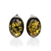 Green Amber Silver Earrings The Goji, image 