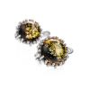 Round Green Amber Earrings In Sterling Silver The Brunia, image 