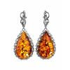 Sterling Silver Drop Earrings With Cognac Amber The Luxor, image 