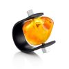 Designer Unisex Rubber Ring With Natural Amber The Grunge, Ring Size: / 23, image 