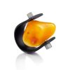 Unisex Rubber Ring With Natural Amber Stone The Grunge, Ring Size: 13 / 22, image 