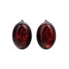 Cherry Amber Oval Earrings In Silver The Goji, image 