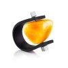 Unisex Rubber Ring With Amber Centerpiece The Grunge, Ring Size: 13 / 22, image 