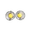 Round Silver Earrings With Honey Amber Centerpieces The Venus, image 
