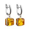 Silver Dangle Earrings With Cognac Amber The Ovation, image 