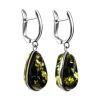 Green Amber Drop Earrings In Silver The Pulse, image 